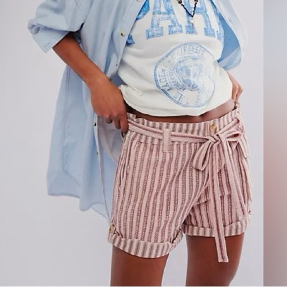 NWT Free People One Harriett Striped Shorts in Mauve Combo - Picture 3 of 11